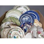 Box Including Collector's Plates, Blue & White Plates Etc