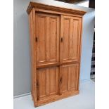 Pine Sliding 4 Door Kitchen Cupboard H210cm x W130cm x D53cm