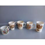 5 Coronation Mugs & Beaker (A/F)