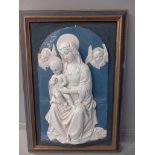 Porcelain 'Madonna & Child' Plaque In Frame