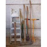 Bundle Garden Tools, Step Ladders Etc