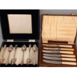 5 Cased Part Sets Plated Tea Knives & Forks, Teaspoons, Apostle Spoons Etc