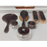 8Pc Tortoise Shell Silver Rimmed Vanity Set (Birmingham 1922, 1923, 1924 Etc)