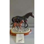Border Fine Arts - Thoroughbred Mare & Foal B0357A By Anne Wall Limited Edition 535/1500 On Wood Bas