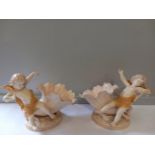 2 Austrian Porcelain Cherub Figures (A/F) H20cm