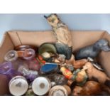 Box Assorted Animal Figures, Glass Etc