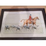 2 Cecil Aldin Framed Hunting Prints - The New School & The Old School In Oak Frames (1 Glass Broken)