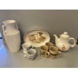 Box Including Assorted Vases, Teapot, Dinnerware, Tea Ware Etc