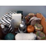 Trinket Boxes, 2 Oriental Figurines, 5 Bottles Perfume