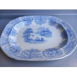 'J Wood' Victorian Blue & White Meat Plate