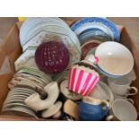 Box Assorted Plates, Bowls, Tea Ware Etc