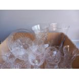 Box Including Cut Glass Fruit Bowl, Vases, Brandy Glasses Etc