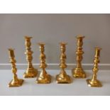 3 Pairs Brass Candlesticks