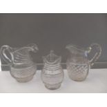 3 Cut Glass Water Jugs