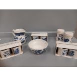 Blue & White China - Hunting Pattern Teapot, Tankards Etc