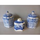 2 Blue & White Arthur Wood Saxony Storage Jars (A/F), 2 Vintage Sylvac Onion & Apple Sauce Pots, Mel