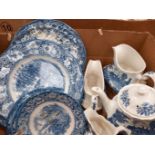 Blue & White Plates, Teapot, Jug Etc