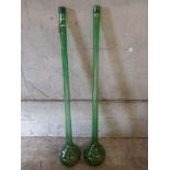 2 Tall Green Glass Chianti Style Display Bottles H117cm