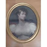 Portrait Of A Lady In Oval Gilt Frame