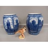 2 Rington's Vases (A/F) & Royal Worcester Crested Tit Figure