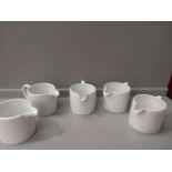 5 White Large Milk Jugs/Gravy Boats