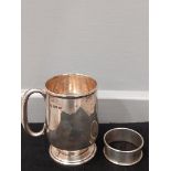 Silver Tankard (London 1919) & Plated Napkin Ring