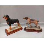2 Border Fine Arts Dogs - Pointer, Rottweiler & 1 Other