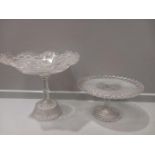 Glass Fruit Dish On Stand, Cake Stand, Glass Bowls Etc