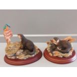 Border Fine Arts - Otter & Kingfisher B0208 On Wood Base & Safe Haven MTR04 On Wood Base