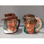 2 Large Royal Doulton Toby Jugs - The Poacher, Izaak Walton & 5 Others - Robin Hood, The Poacher Etc