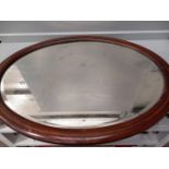 Mahogany Inlaid Oval Mirror W68cm x H52cm