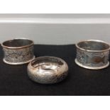 3 Silver Napkin Rings (Birmingham 1904)