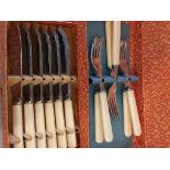 Cased Sets Of Plated Teaspoons & Fish Knives & Forks