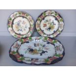 5 Ironstone Dinner Plates & Meat Plate (A/F)