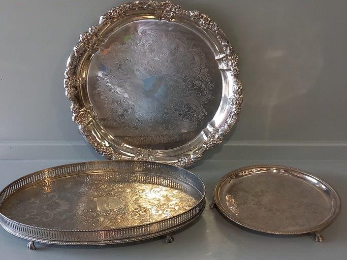 3 Plated Trays Etc