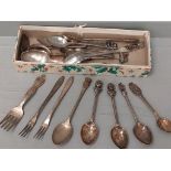 Box Including Plated Teaspoons, Apostle Spoons Etc