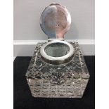 Silver & Glass Inkwell - Engraved T K (Chester 1902)