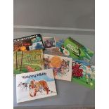 Box Including Wooden Elephants & 7 Books Brooke Bond Picture Cards