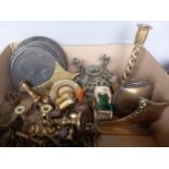 Box Assorted Brassware, Old Tin Etc