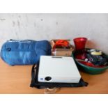 Box Including Camping Gear, Sony Projector, Stool Etc
