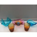 Coloured Glass Dishes Etc