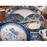 Assorted Blue & White Plates, Cups Etc