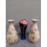 A Pair Of Antique Sanford Ware Hand Painted Vases & Franz Porcelain Rose Vase XP1816