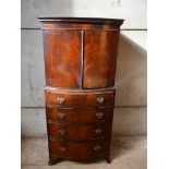 Mahogany Bow Fronted 4 Drawer Cabinet/Cupboard H152cm x W71cm x D47cm
