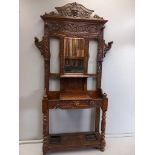 Carved Oak Hall Stand H222cm x W116cm x D33cm