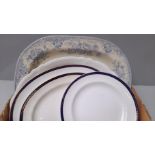 Large Blue & White Meat Plate & 3 Others Etc (A/F)