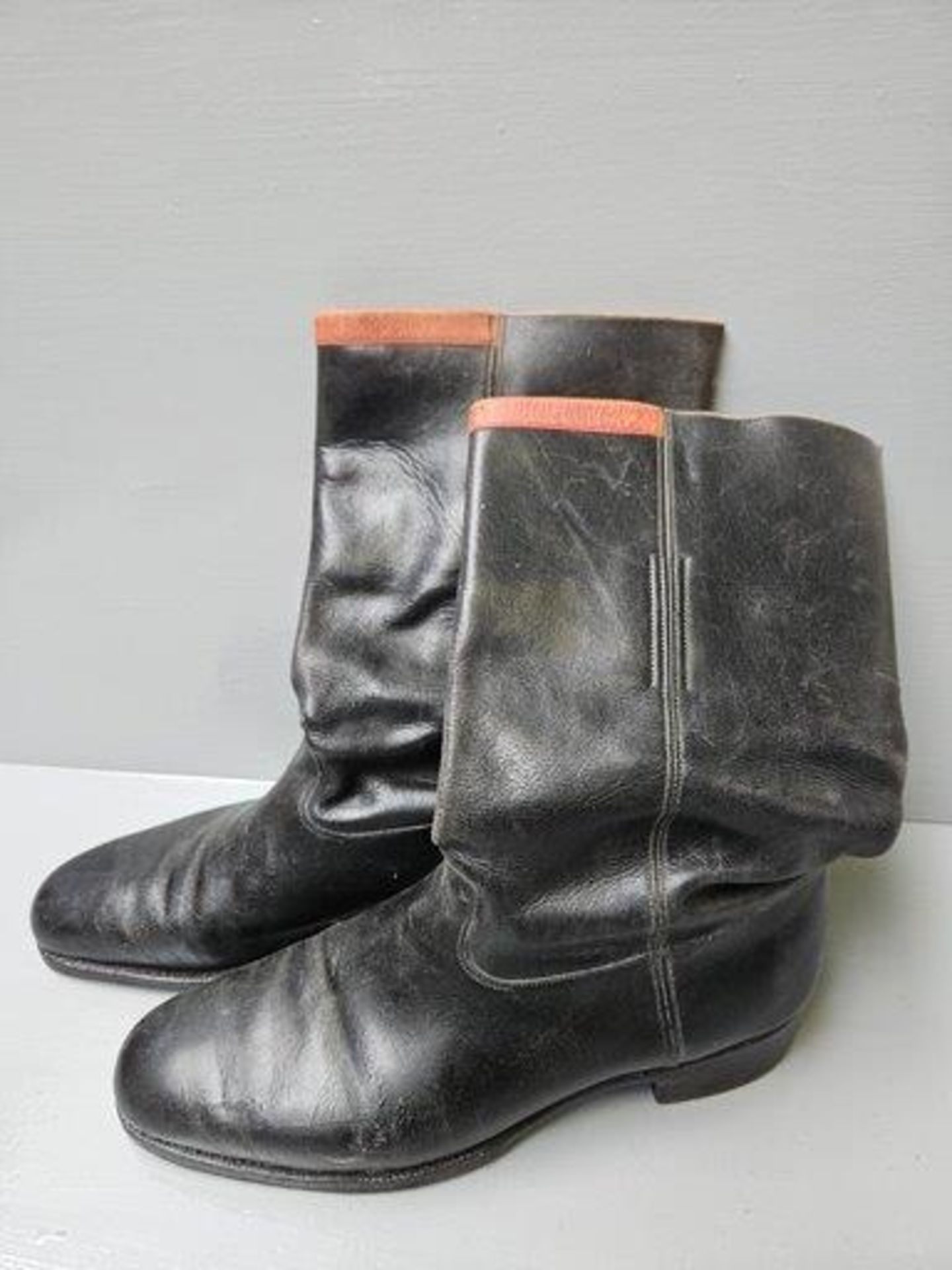 A Pair Of Black Leather Boots & Trees - Image 2 of 3
