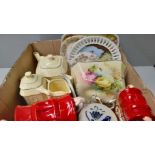 Box Including Cheese Dish, Teapots, Plates Etc