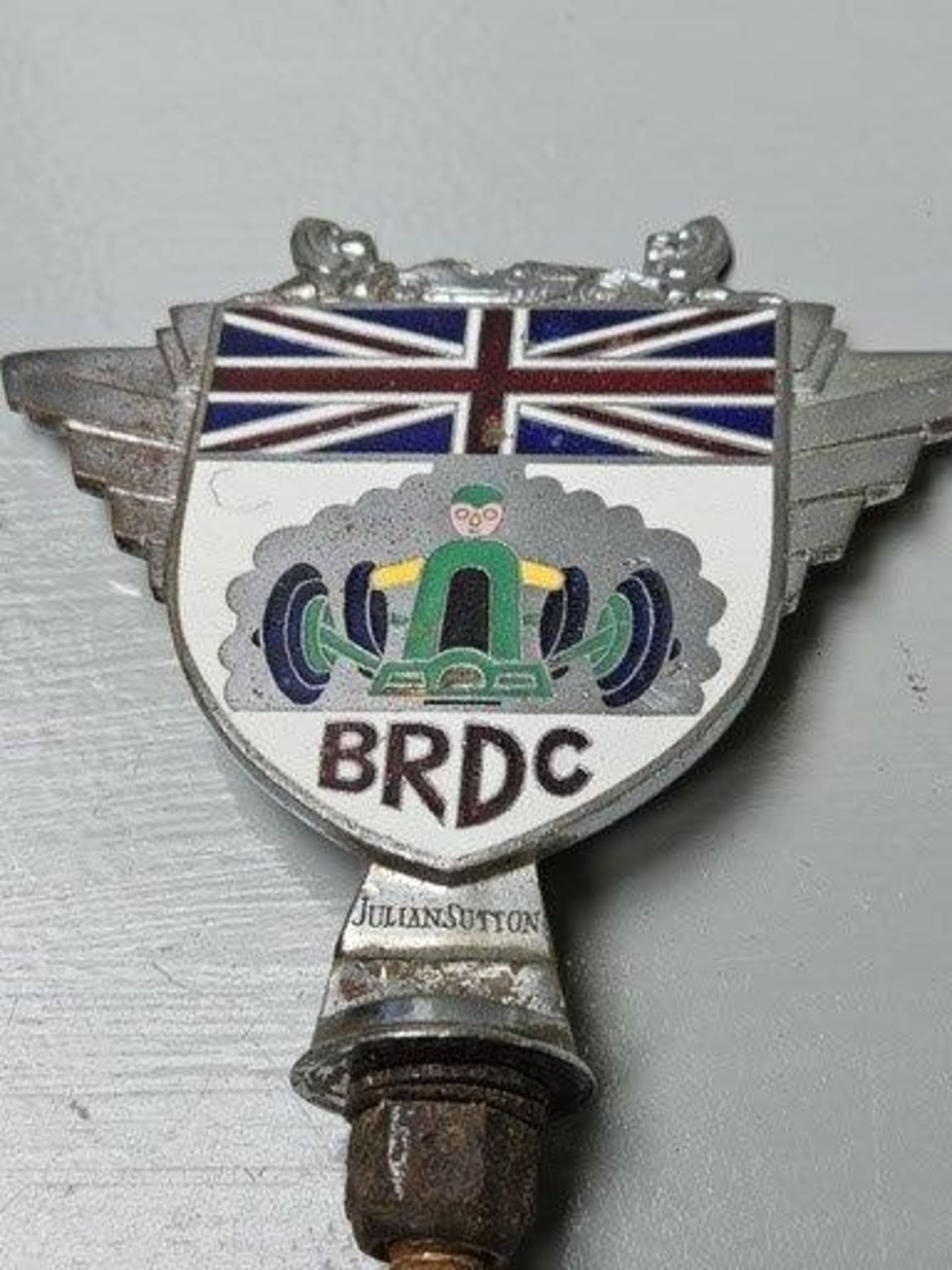 2 'BRDC' Car Badges - Engraved Julian Sutton - Image 3 of 3