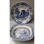 Blue & White Meat Plate, Dish & Tureen (A/F)